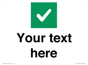 Custom plain background, green square with tick sign